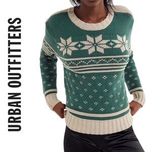 Urban Outfitters Fair Isle Knit Sweater XS NWT Winter Nordic Snowflake Pullover